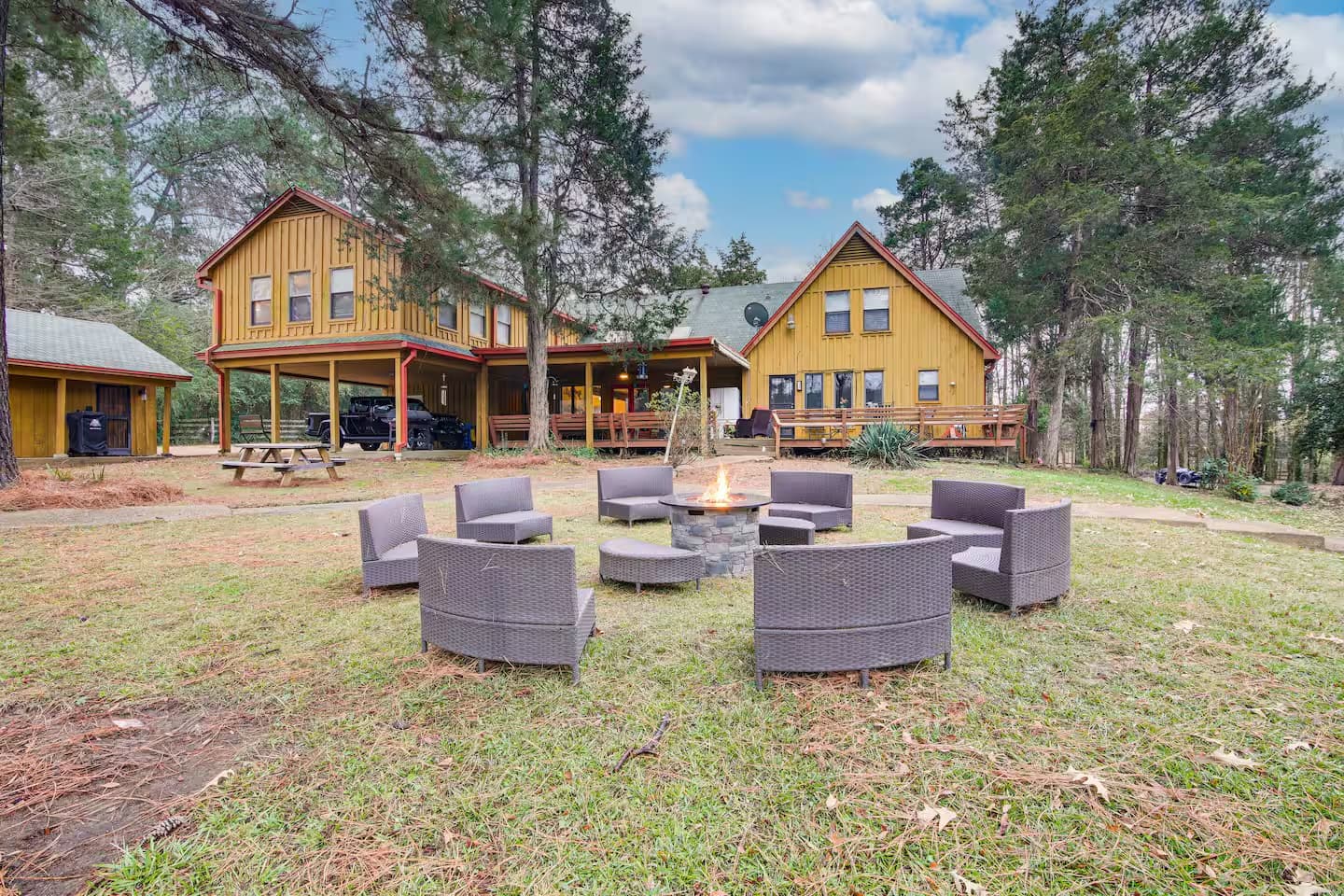 Two fire pits, two moods